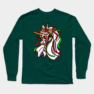 Mari Lwyd Unicorn Long Sleeve T-Shirt